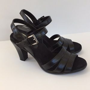 Black strap heels
